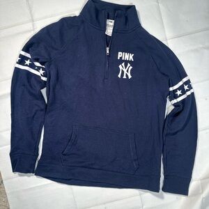 Victoria’s Secret Pink New York Yankees Quarter Zip Bring It Home Sweater Size M